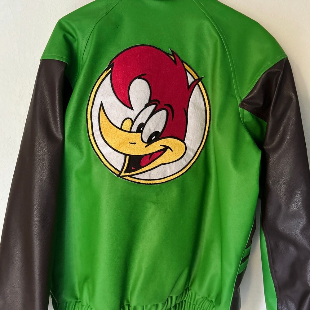 Men’s Dwayne Johnson Young Rock Woody woodpecker‎ faux leather jacket size XL